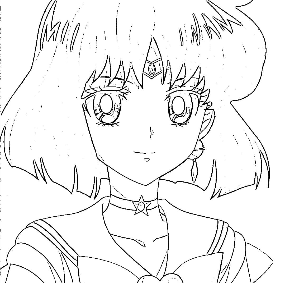 Coloriage Visage de Hotaru Tomoé
