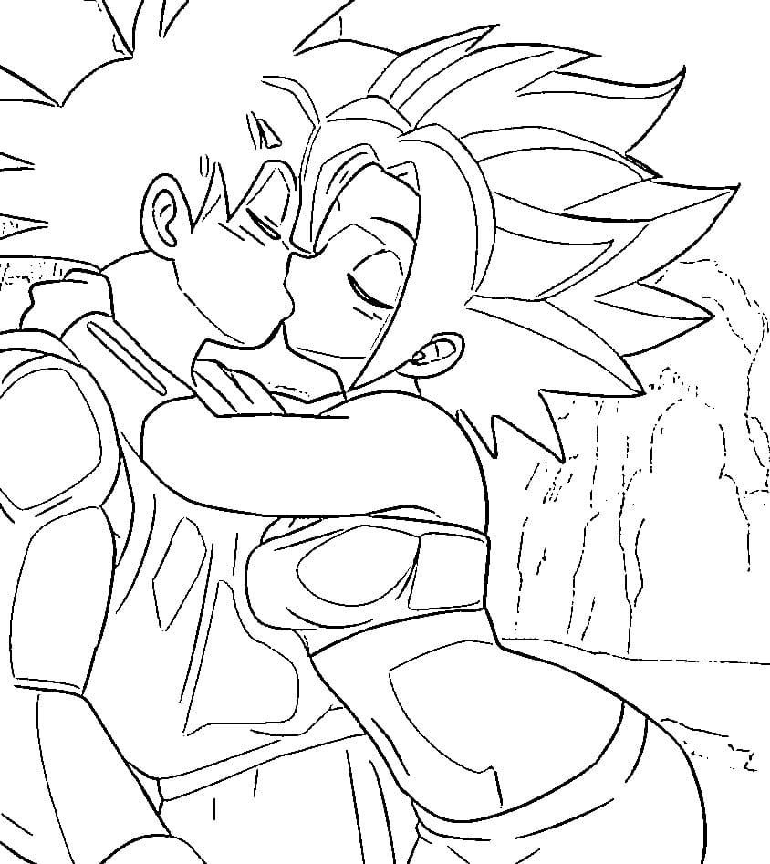 Coloriage Caulifla Embrasse Goku Coloriage Caulifla Embrasse Goku