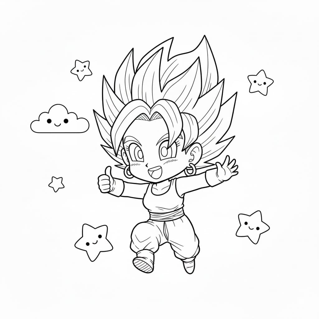 Coloriage Caulifla heureuse Coloriage Caulifla heureuse