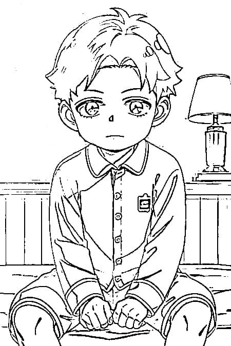 Coloriage Damian Desmond aller au lit