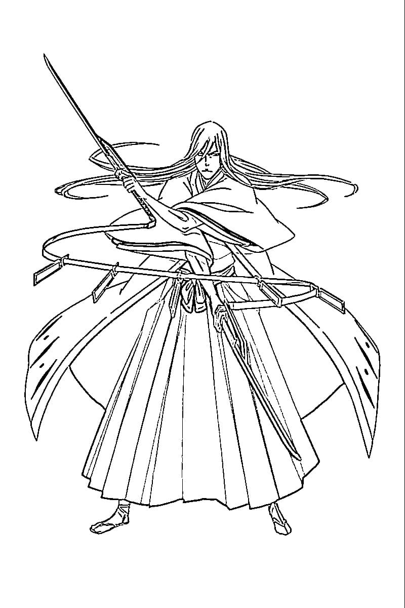 Coloriage Jûshirô Ukitake avec arme