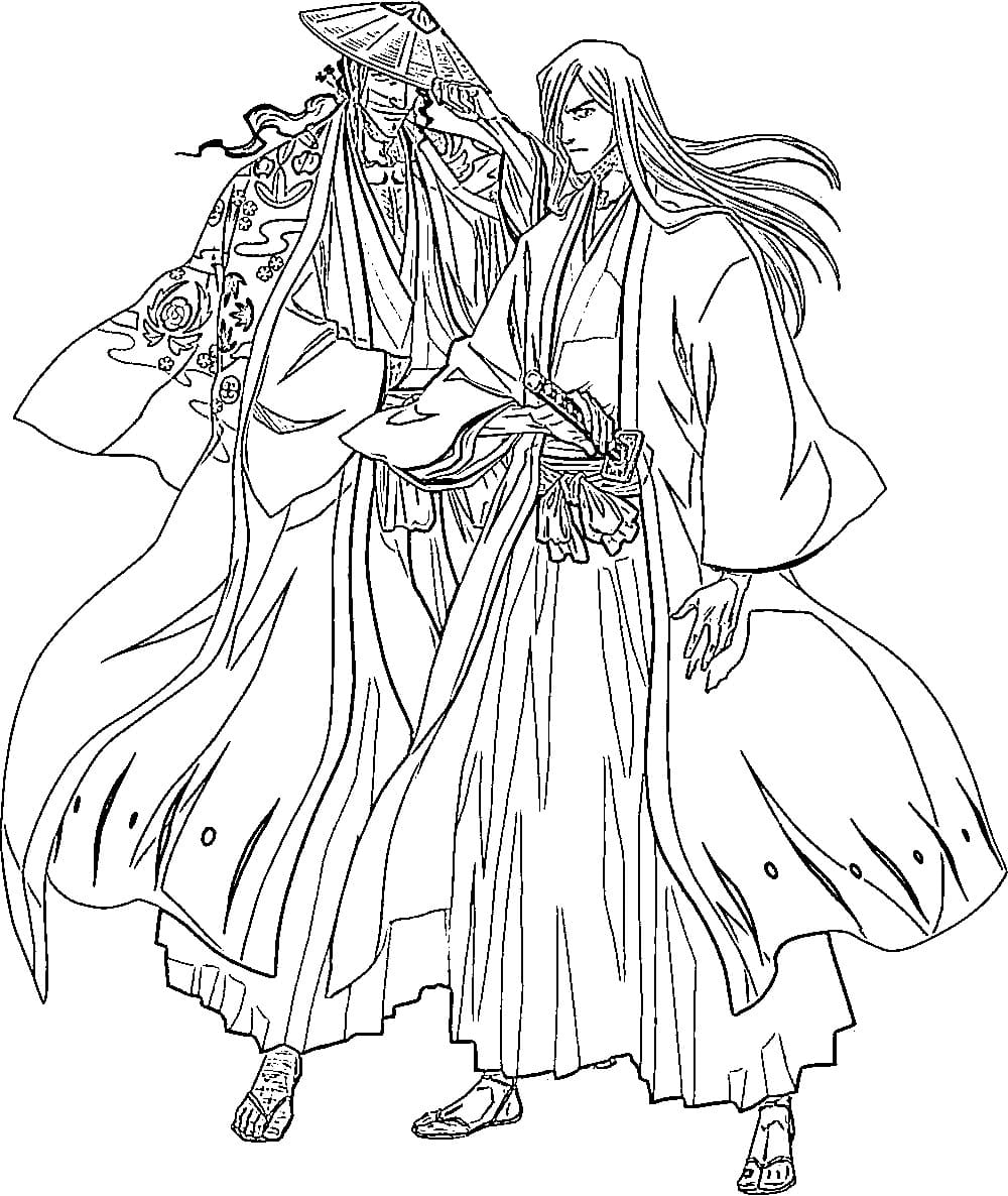 Coloriage Jûshirô Ukitake et Shunsui Kyôraku
