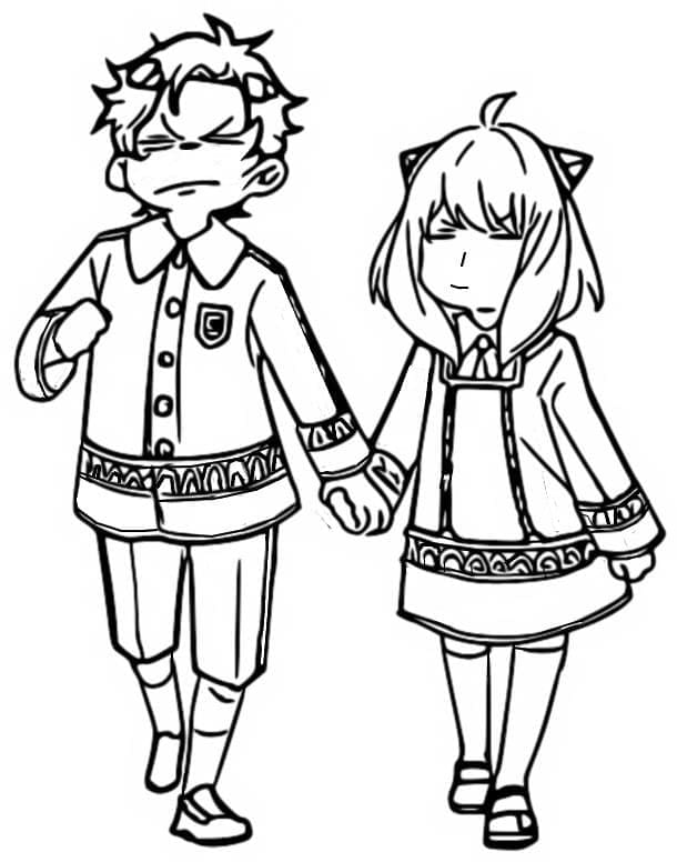 Coloriage Les drôles de Damian Desmond et Anya Forger