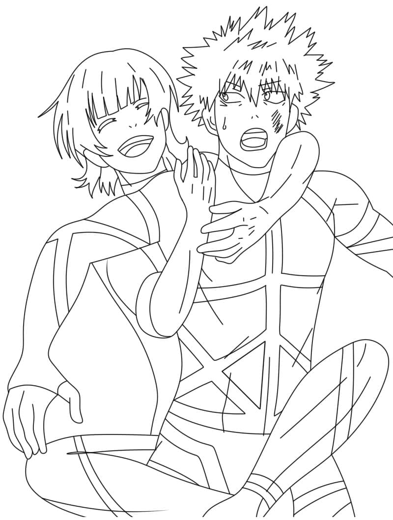 Coloriage Meguru Bachira et Rensuke Kunigami