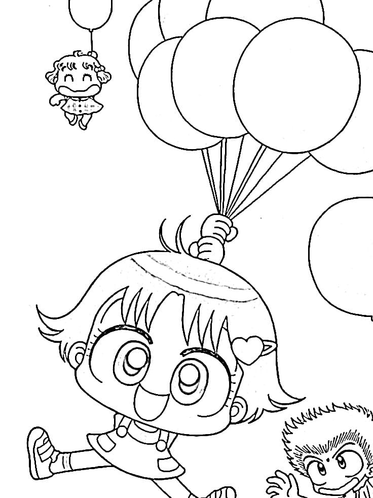 Coloriage Miiko avec des ballons Coloriage Miiko avec des ballons