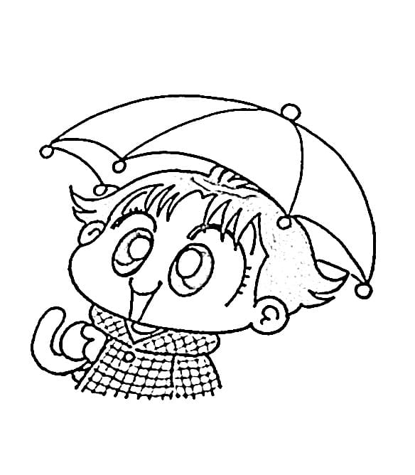 Coloriage Miiko avec parapluie Coloriage Miiko avec parapluie