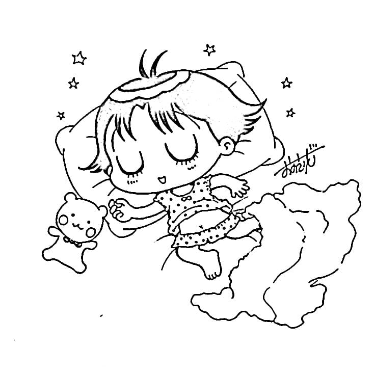 Coloriage Miiko dort Coloriage Miiko dort