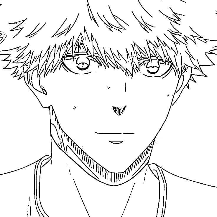 Coloriage Rensuke Kunigami souriant