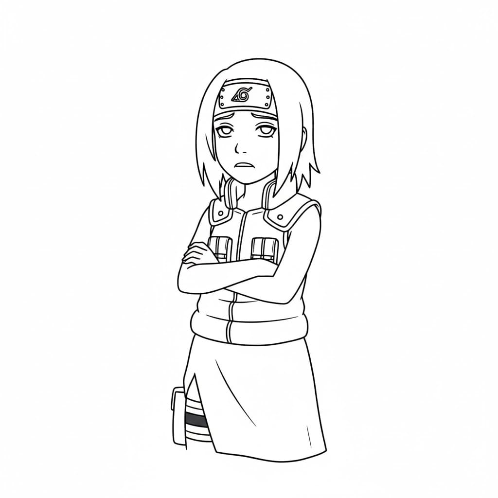 Coloriage Rin Nohara fatiguée
