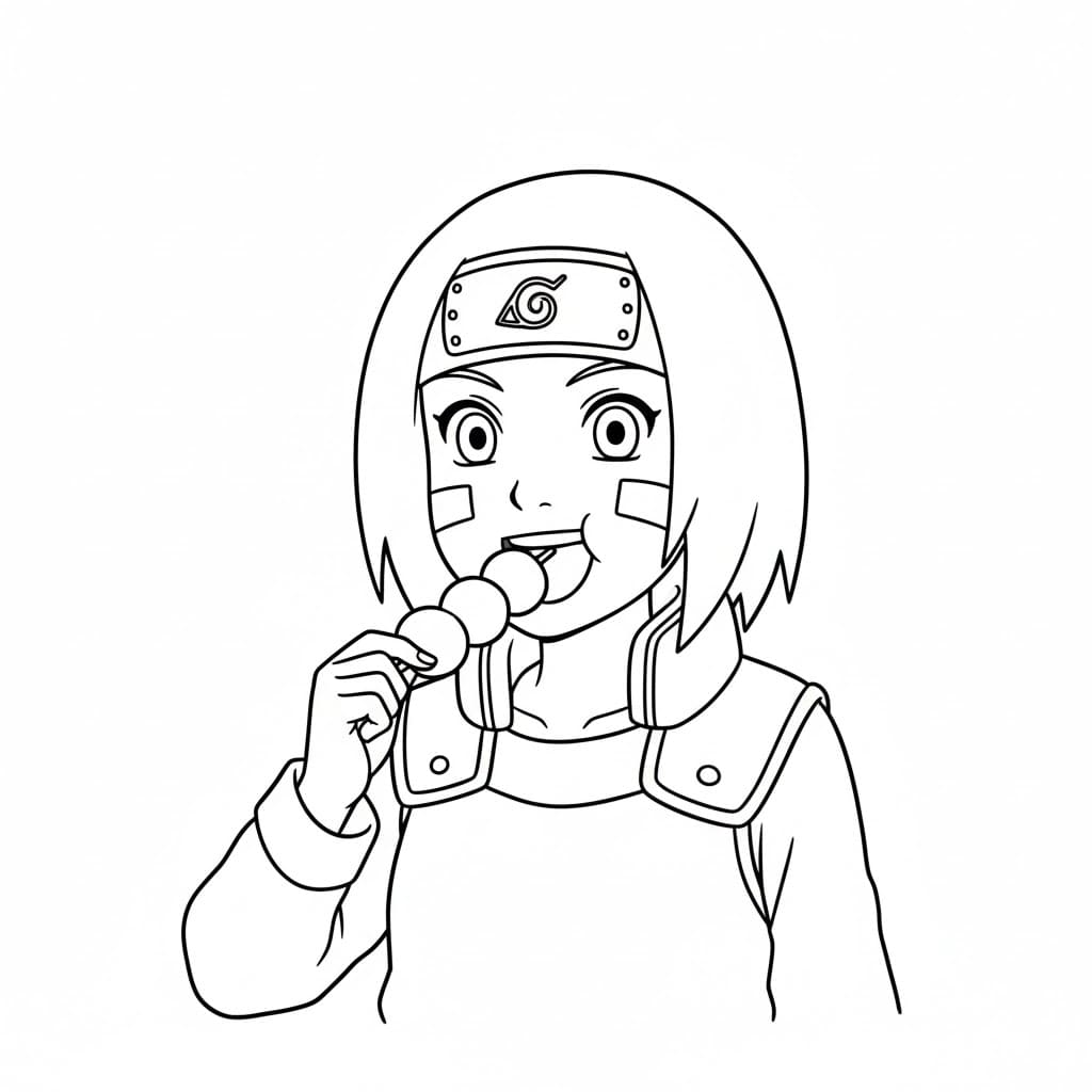 Coloriage Rin Nohara manger