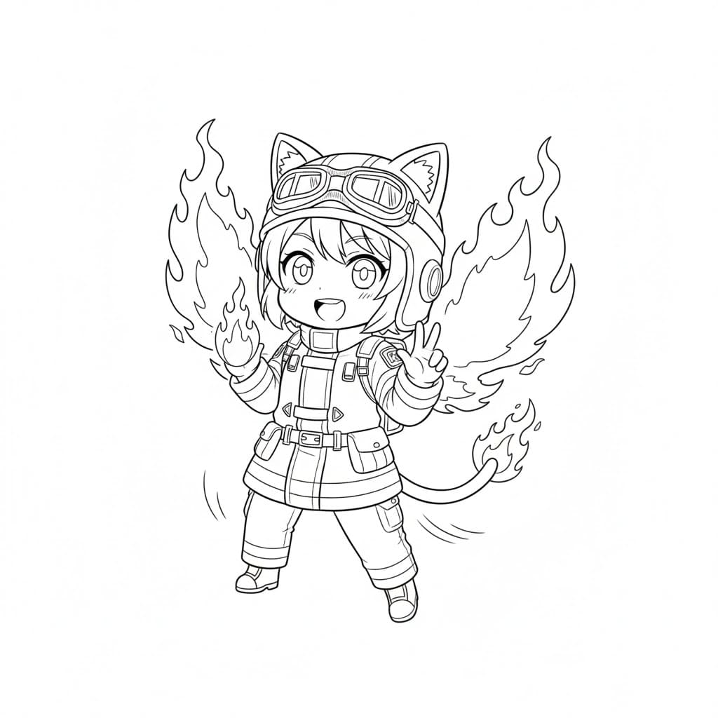 Coloriage Tamaki Kotatsu avec le feu