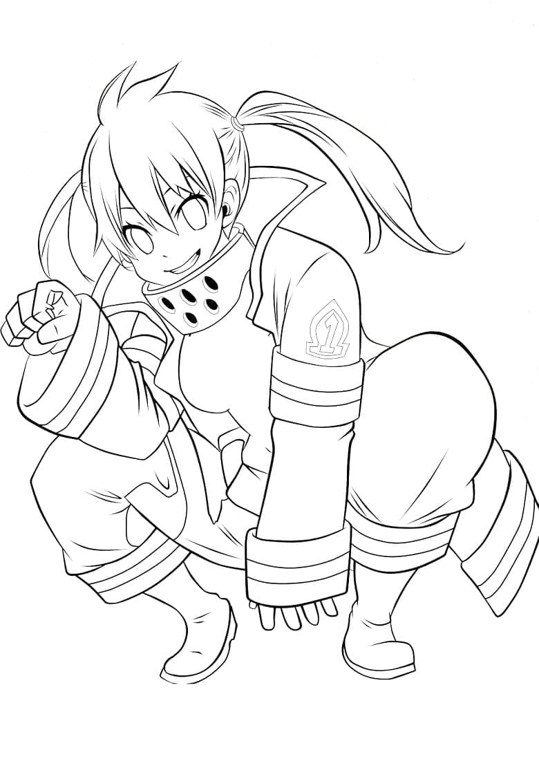 Coloriage Tamaki Kotatsu dans Anime Fire Force