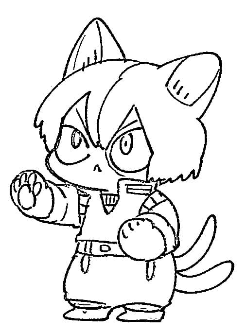 Coloriage Todoroki Shouto chat chibi