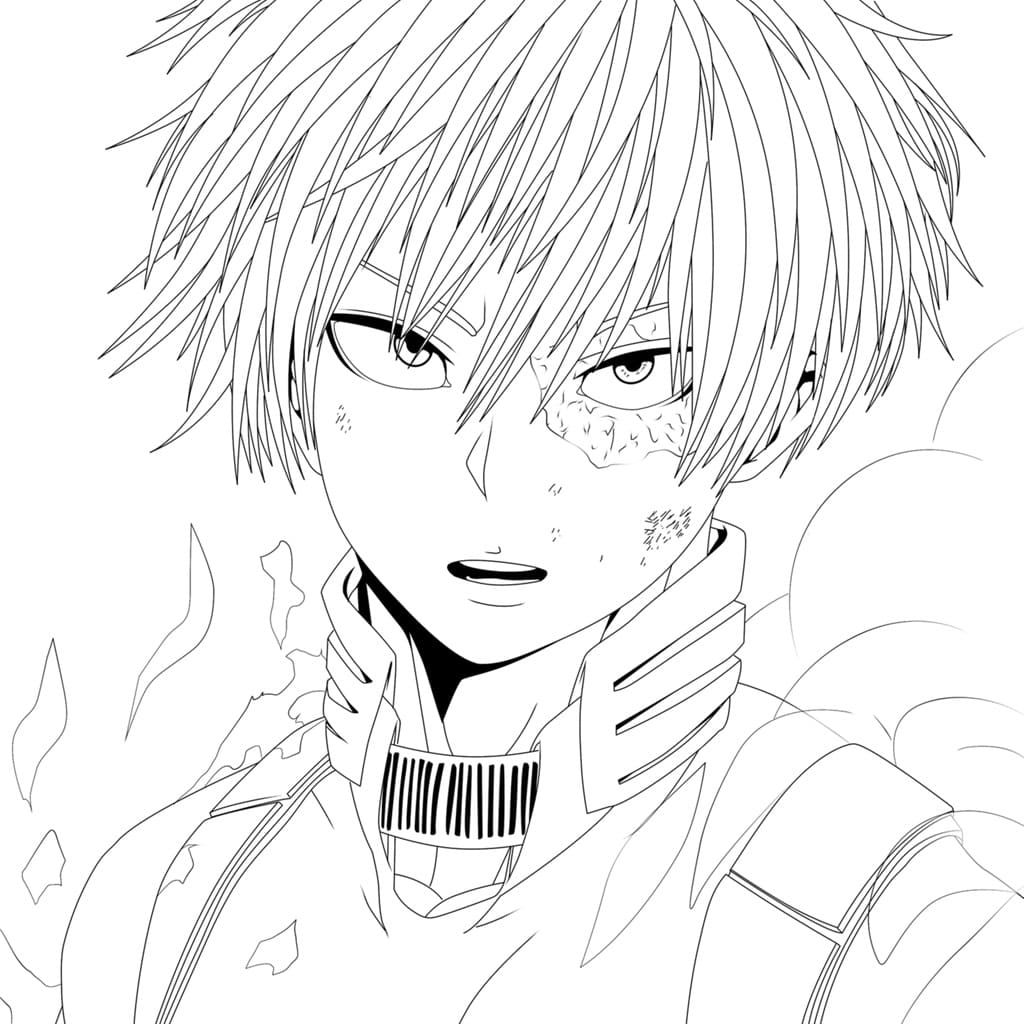 Coloriage Todoroki Shouto pouvoir