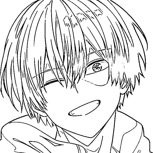 Coloriage Todoroki Shouto souriant