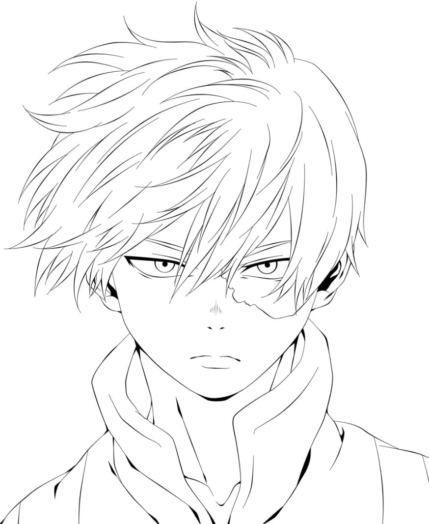 Coloriage Todoroki Shouto très en colère