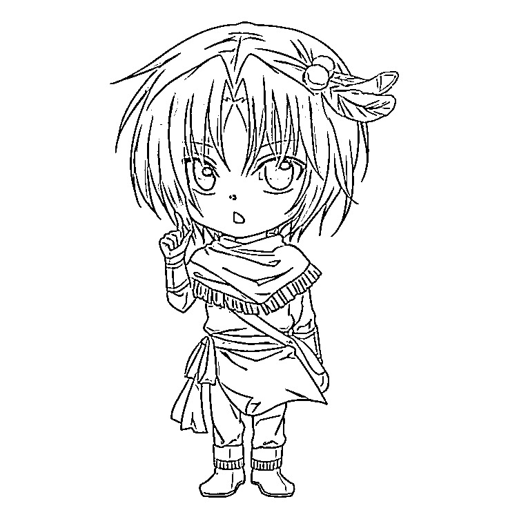 Coloriage Yona : Princesse de l'aube Chibi Coloriage Yona : Princesse de l'aube Chibi
