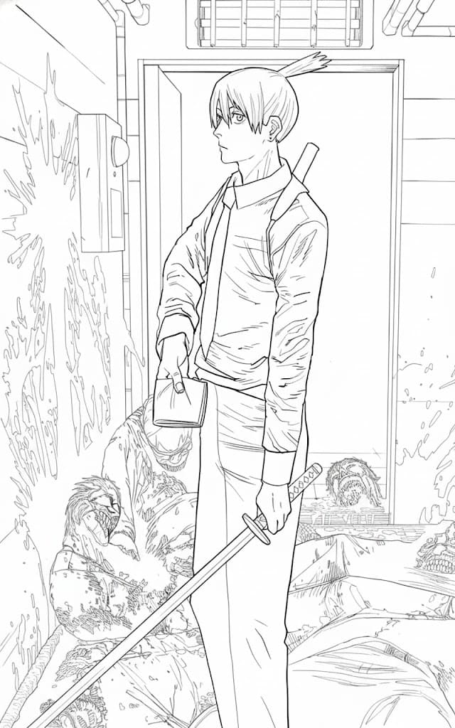 Coloriage Aki Hayakawa attaque