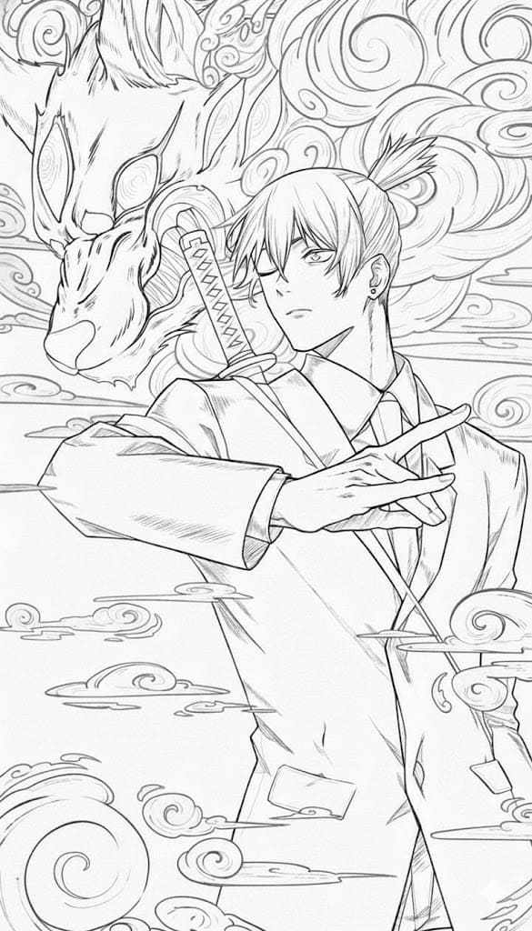 Coloriage Aki Hayakawa combat