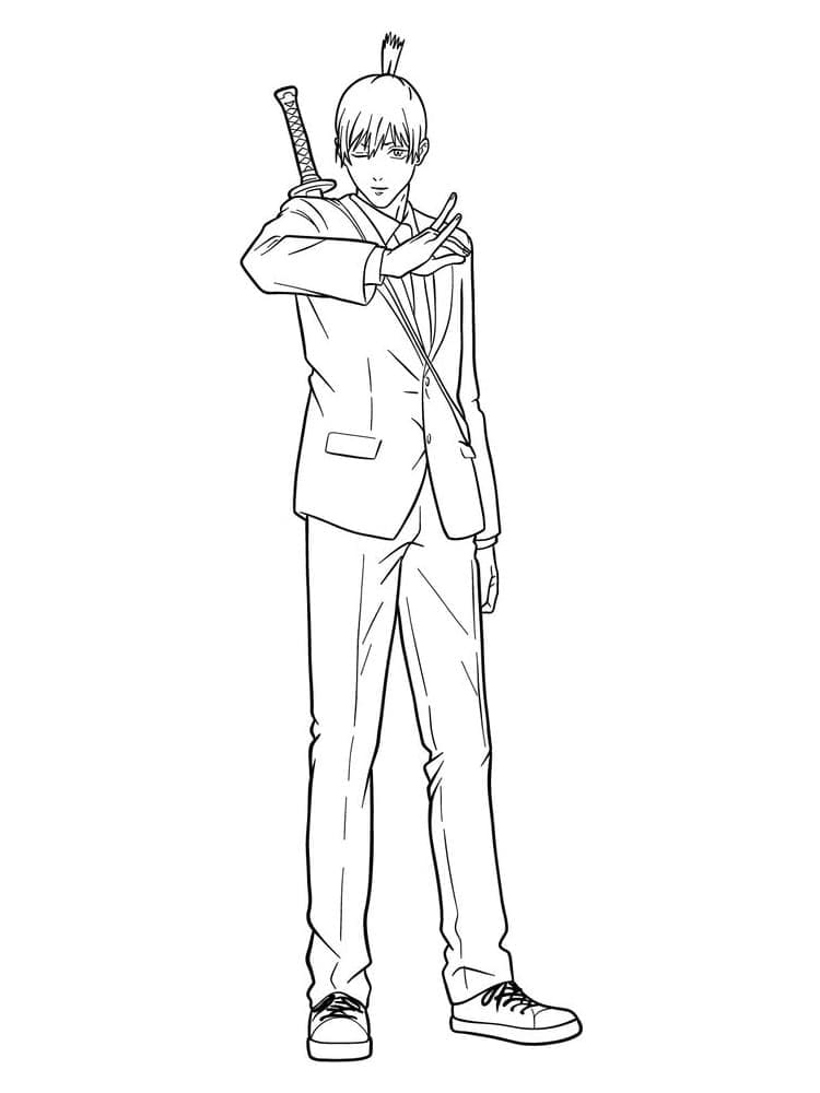 Coloriage Aki Hayakawa dans Anime Chainsaw Man