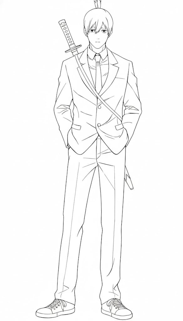 Coloriage Aki Hayakawa debout