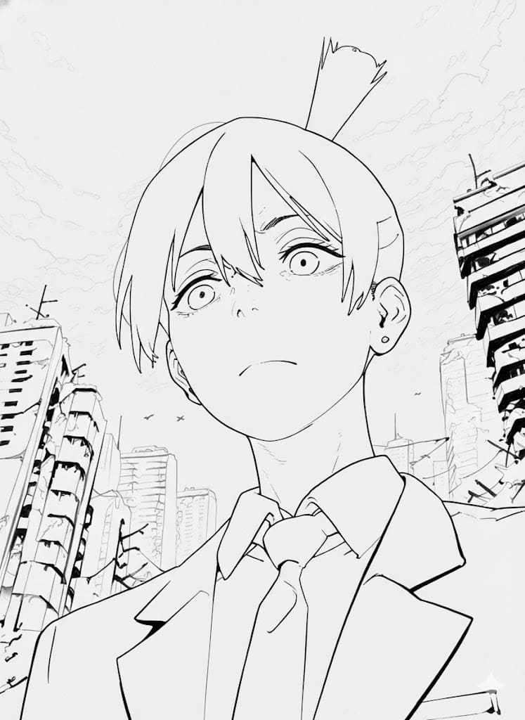 Coloriage Aki Hayakawa en ville