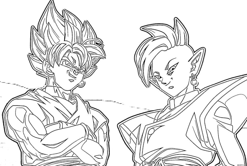 Coloriage Black Goku et Zamasu