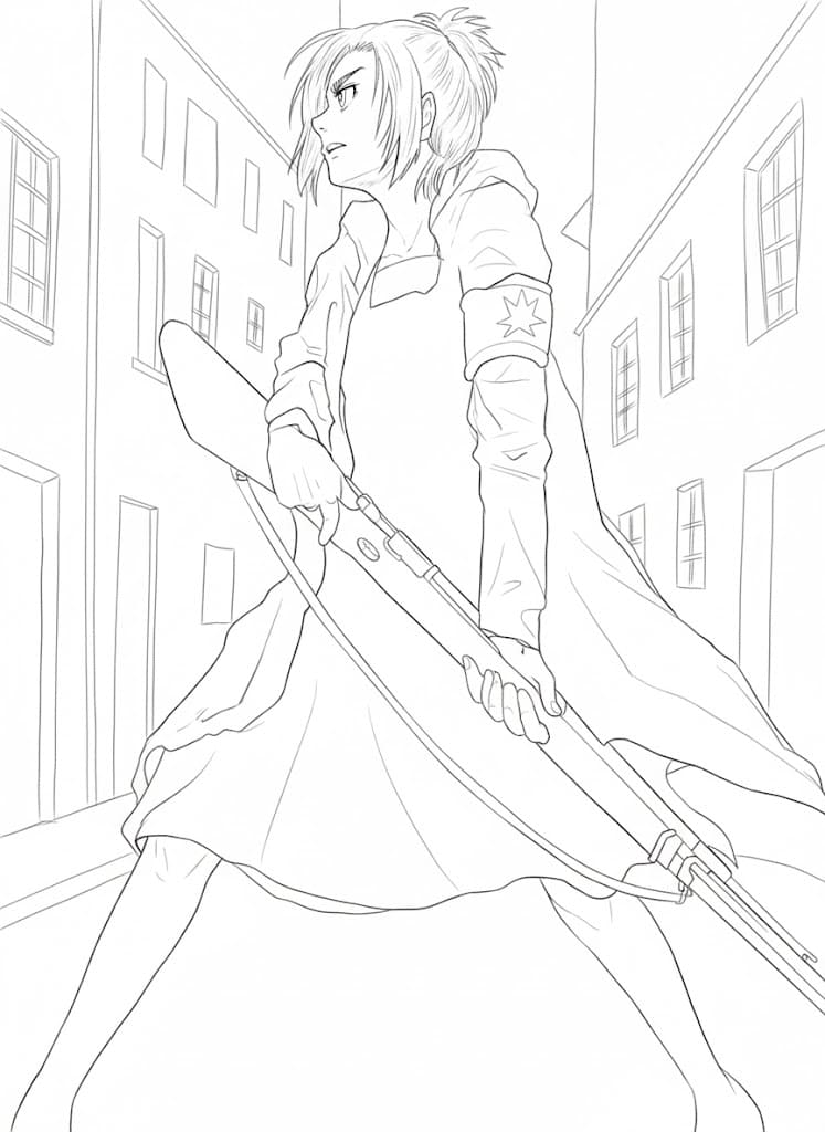 Coloriage Gaby Braun avec un pistolet