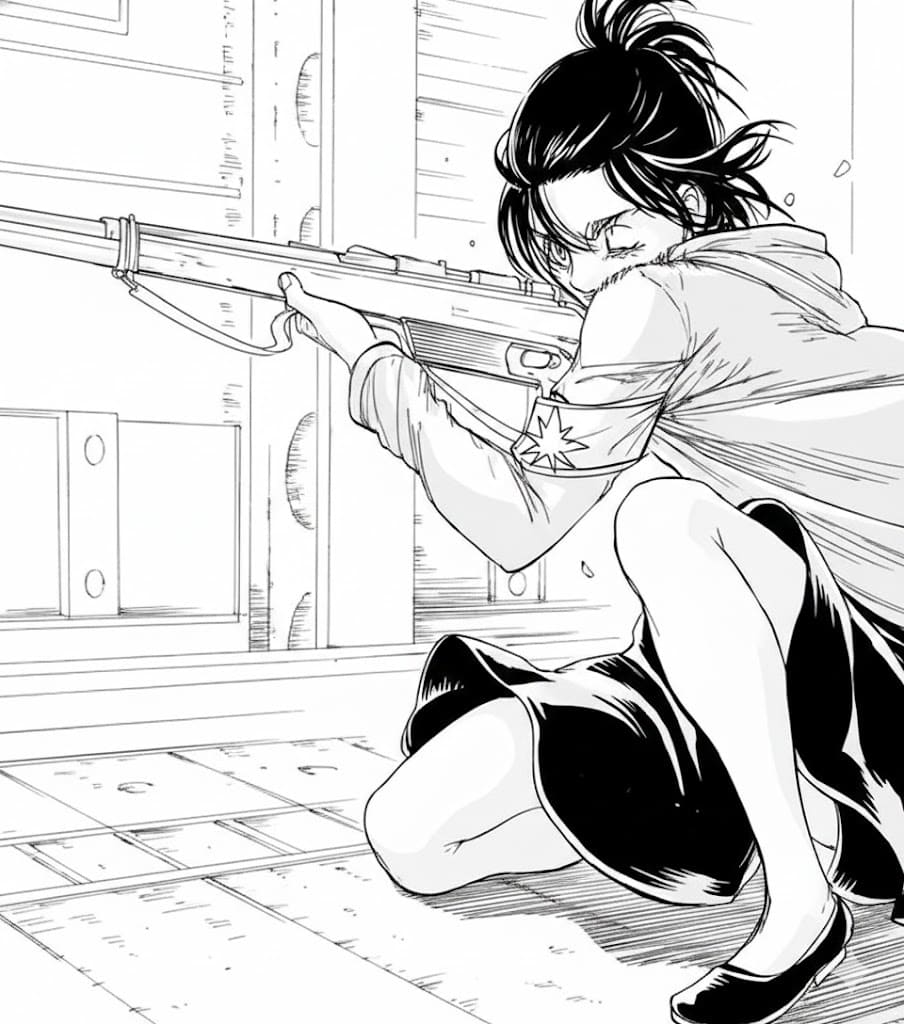 Coloriage Gaby Braun et un pistolet