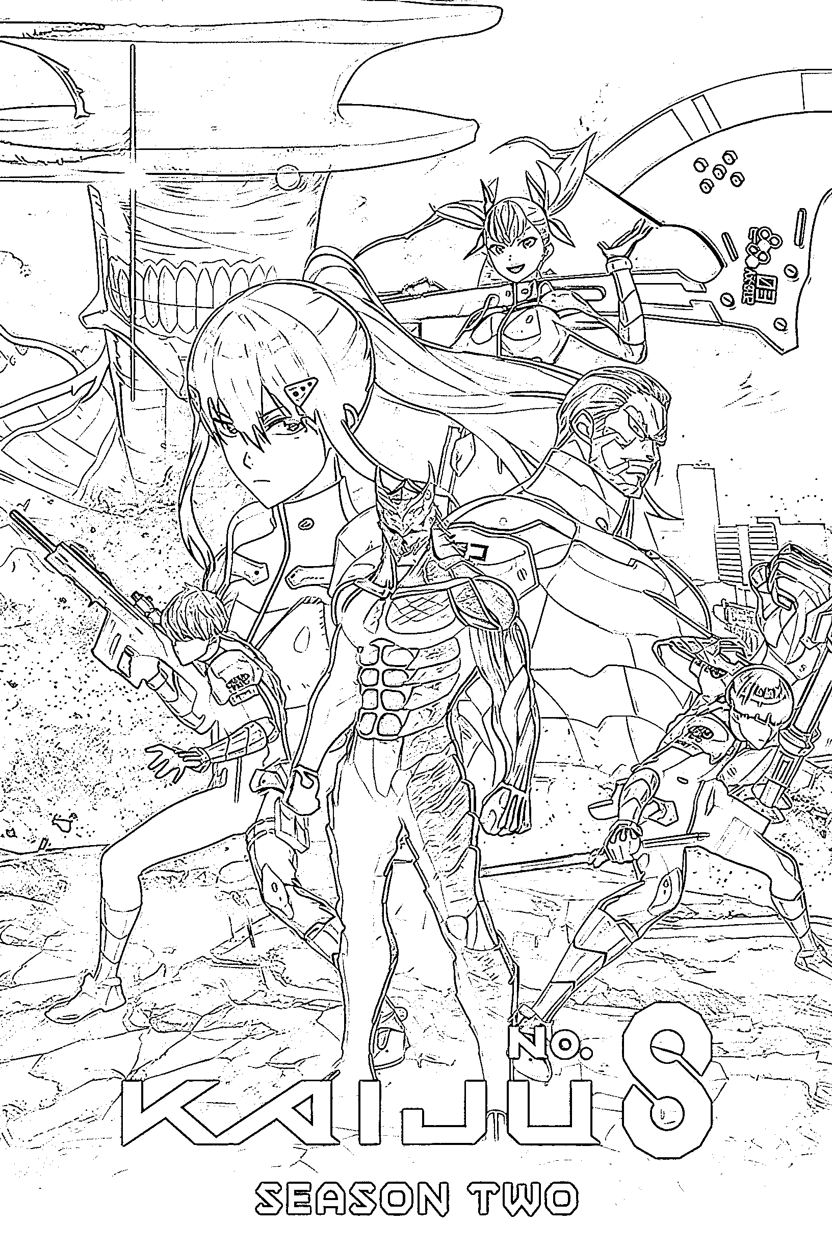 Coloriage Kaiju No 8 affiche