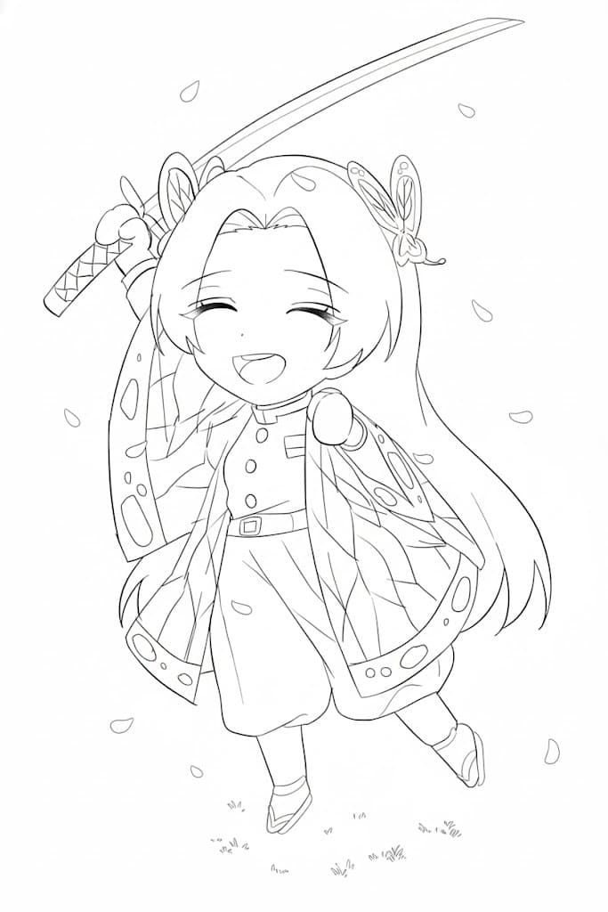 Coloriage Kanae Kocho avec une épée