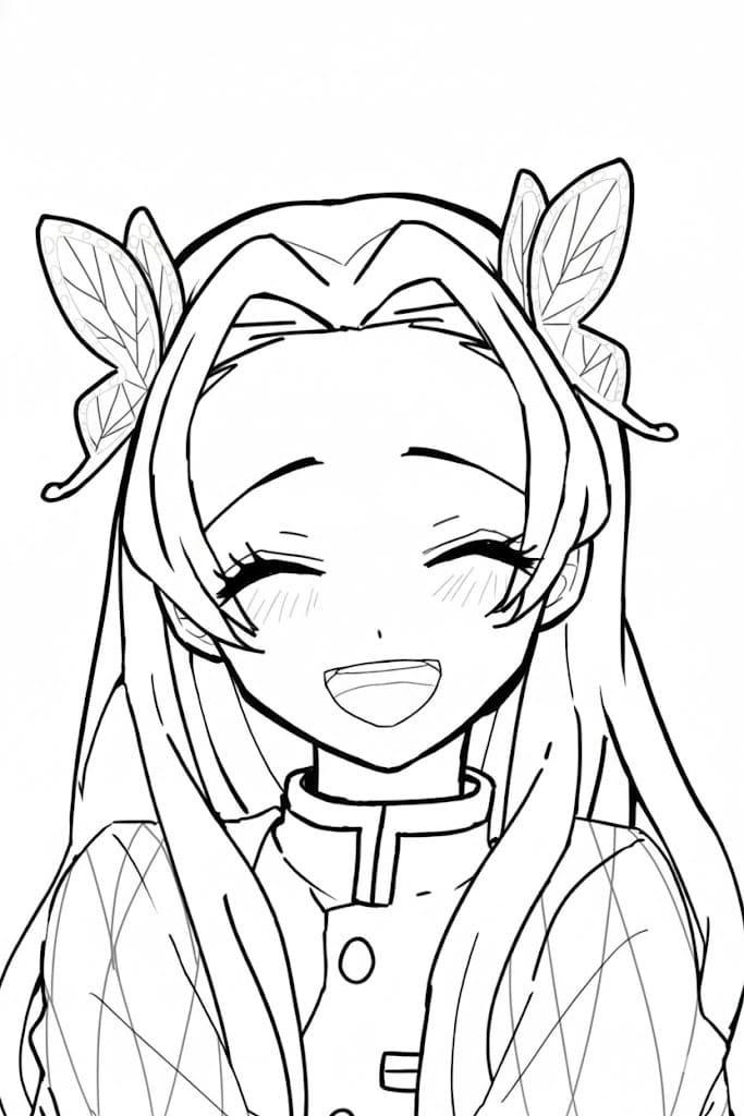 Coloriage Kanae Kocho souriant et amical