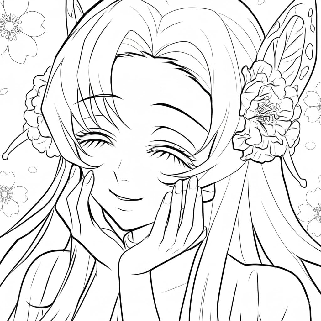 Coloriage Kanae Kocho sourire mignon