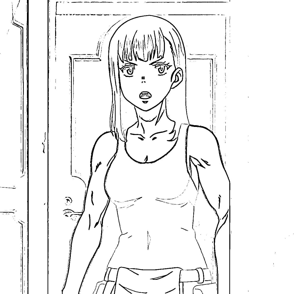 Coloriage Maki Oze ouvrir la porte