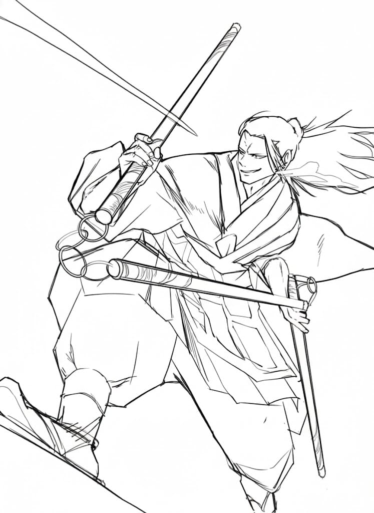 Coloriage Suguru Geto lutte