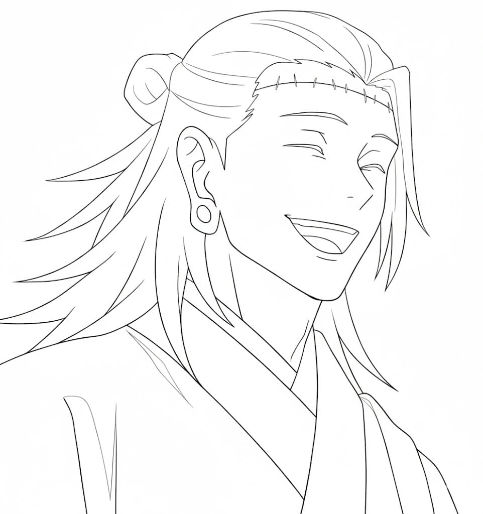 Coloriage Suguru Geto souriant