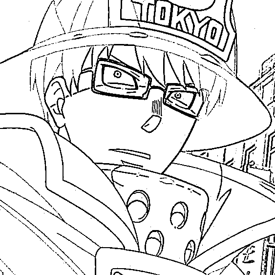 Coloriage Takehisa Hinawa effectuer la tâche