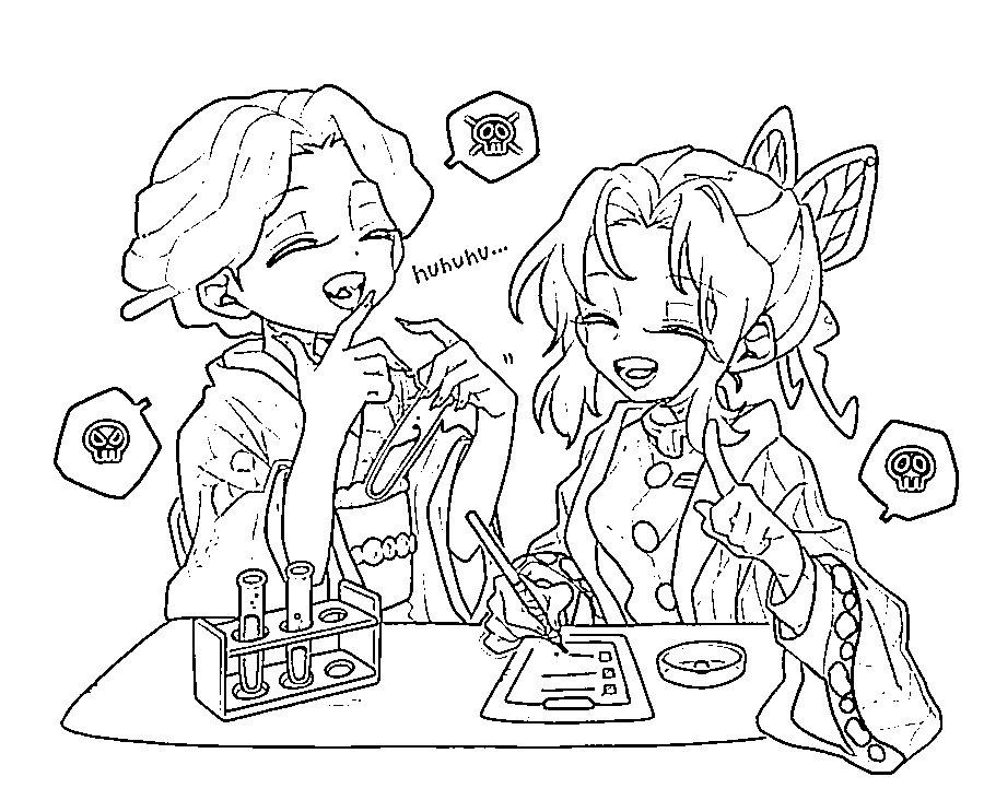 Coloriage Tamayo et Shinobu