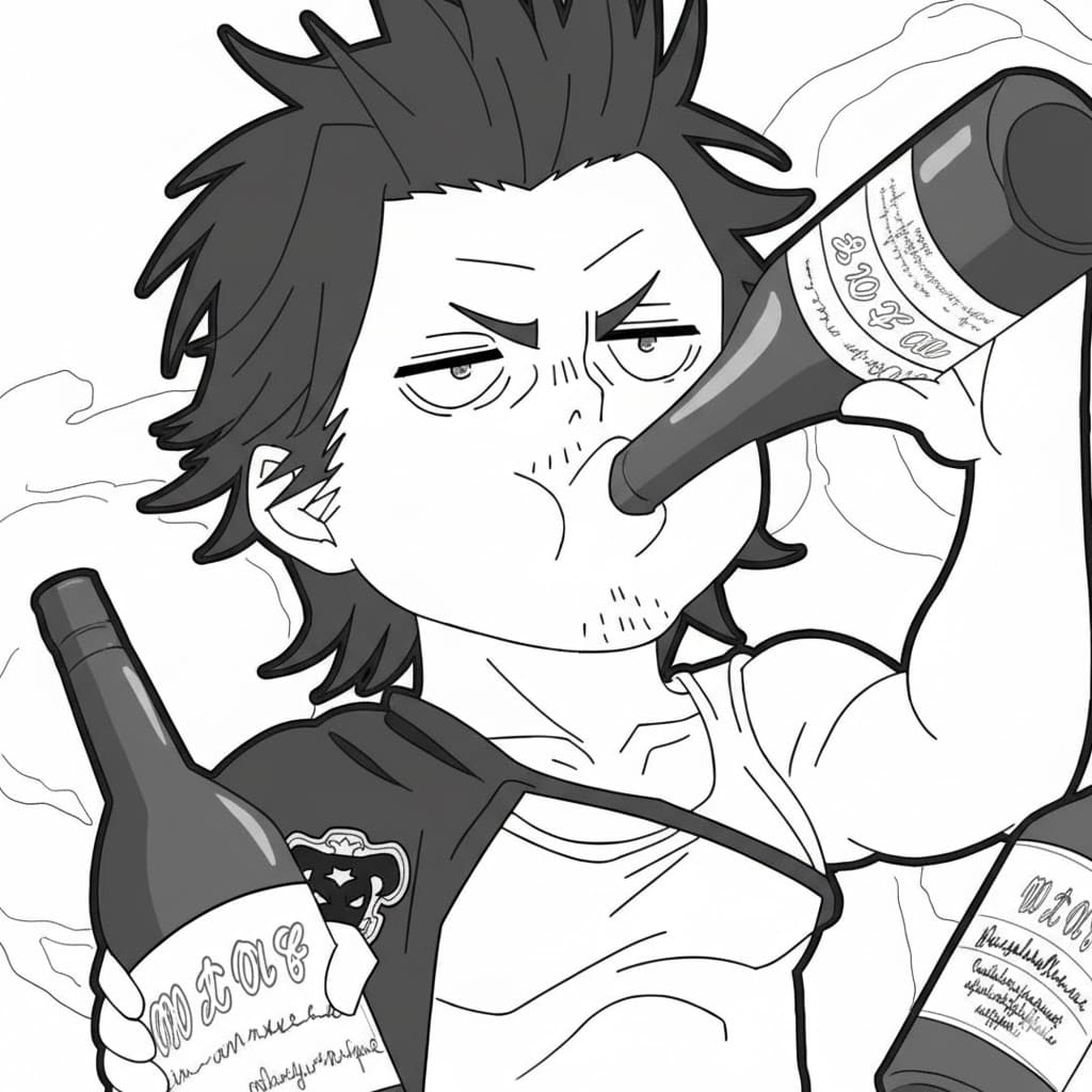 Coloriage Yami Sukehiro consommer de l'alcool