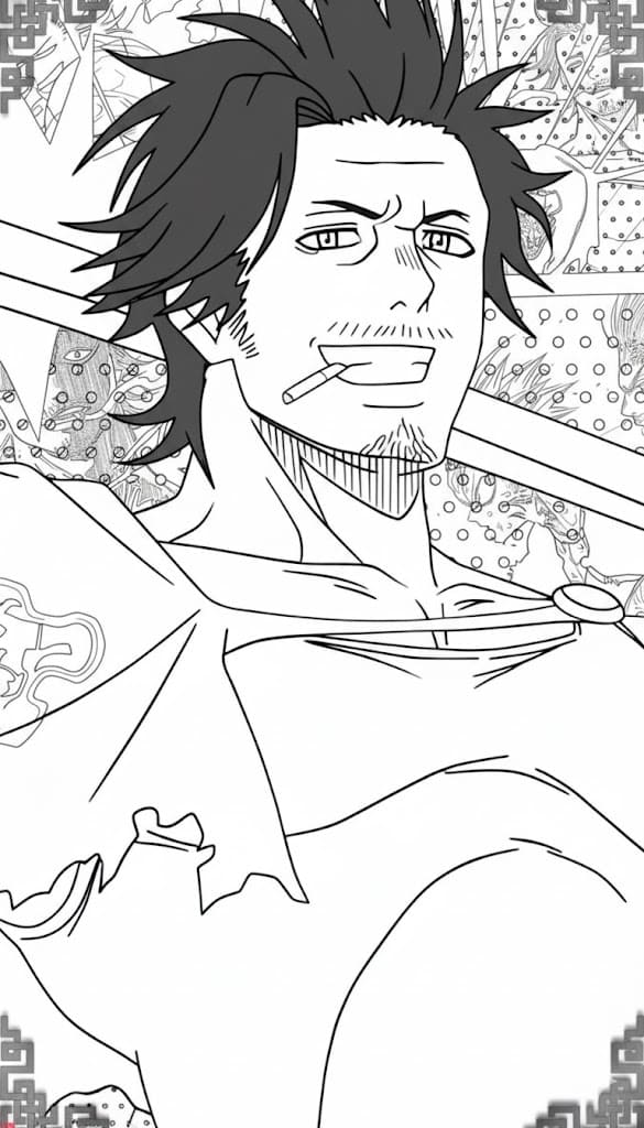 Coloriage Yami Sukehiro heureux