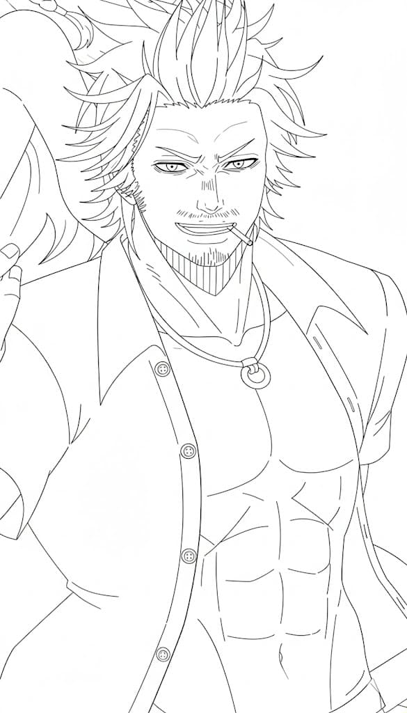 Coloriage Yami Sukehiro sur la plage