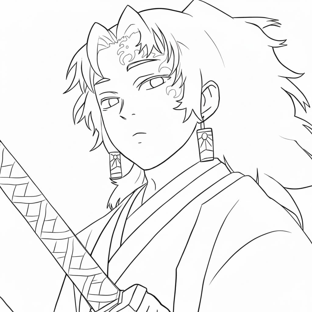 Coloriage Yoriichi de Demon Slayer