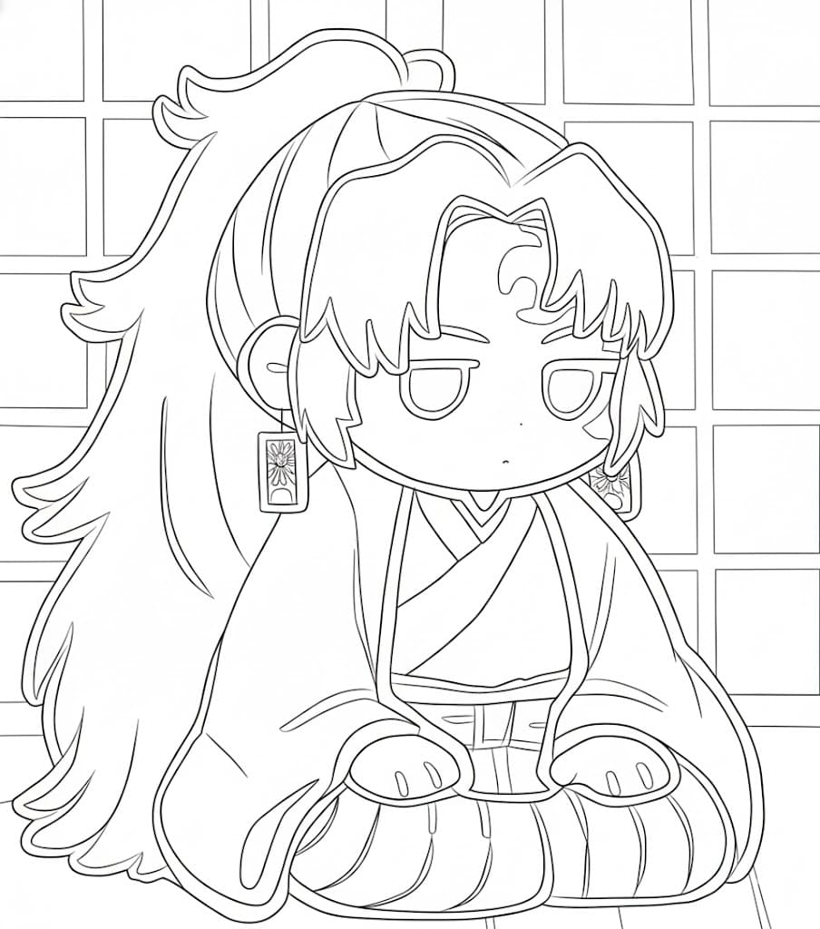 Coloriage Yoriichi Tsugikuni Chibi