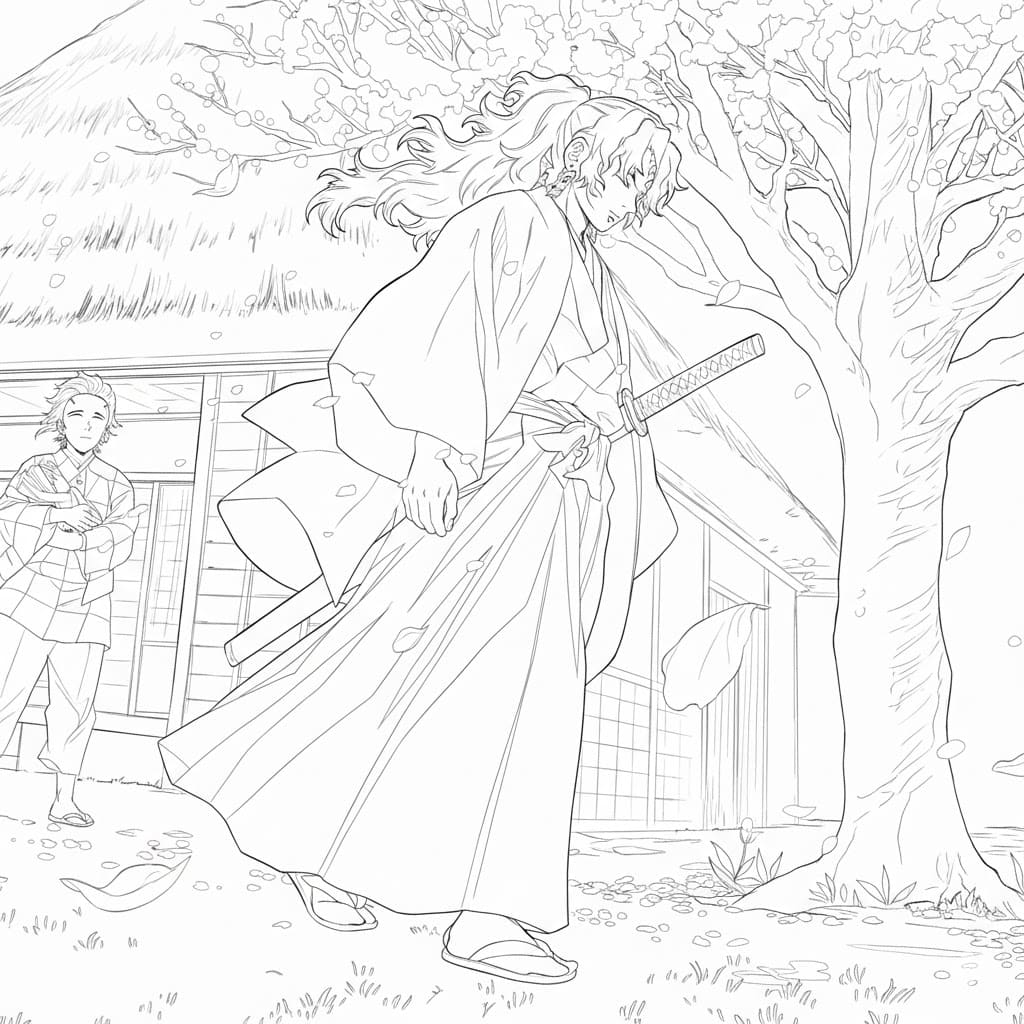 Coloriage Yoriichi Tsugikuni dans Demon Slayer