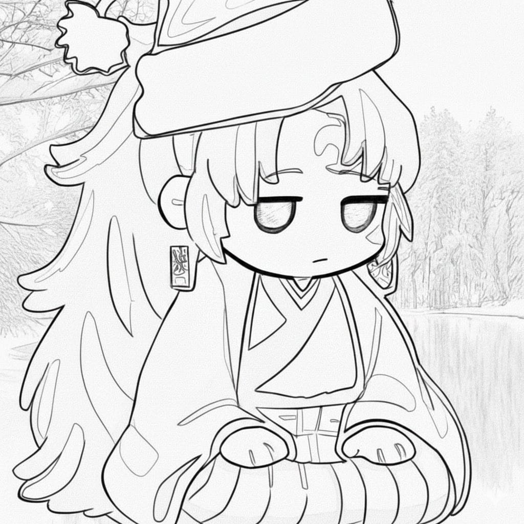 Coloriage Yoriichi Tsugikuni en hiver