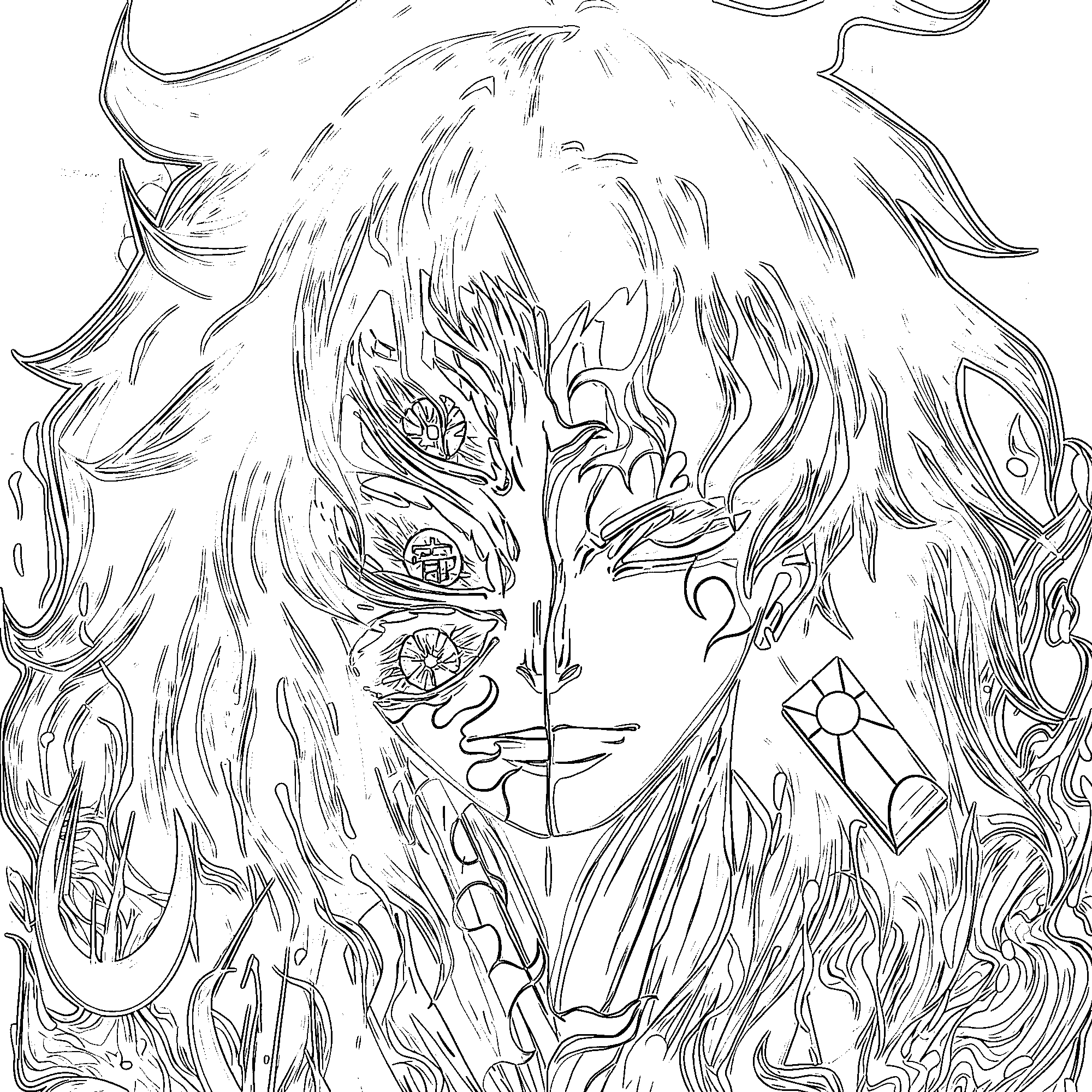 Coloriage Yoriichi Tsugikuni et Kokushibo