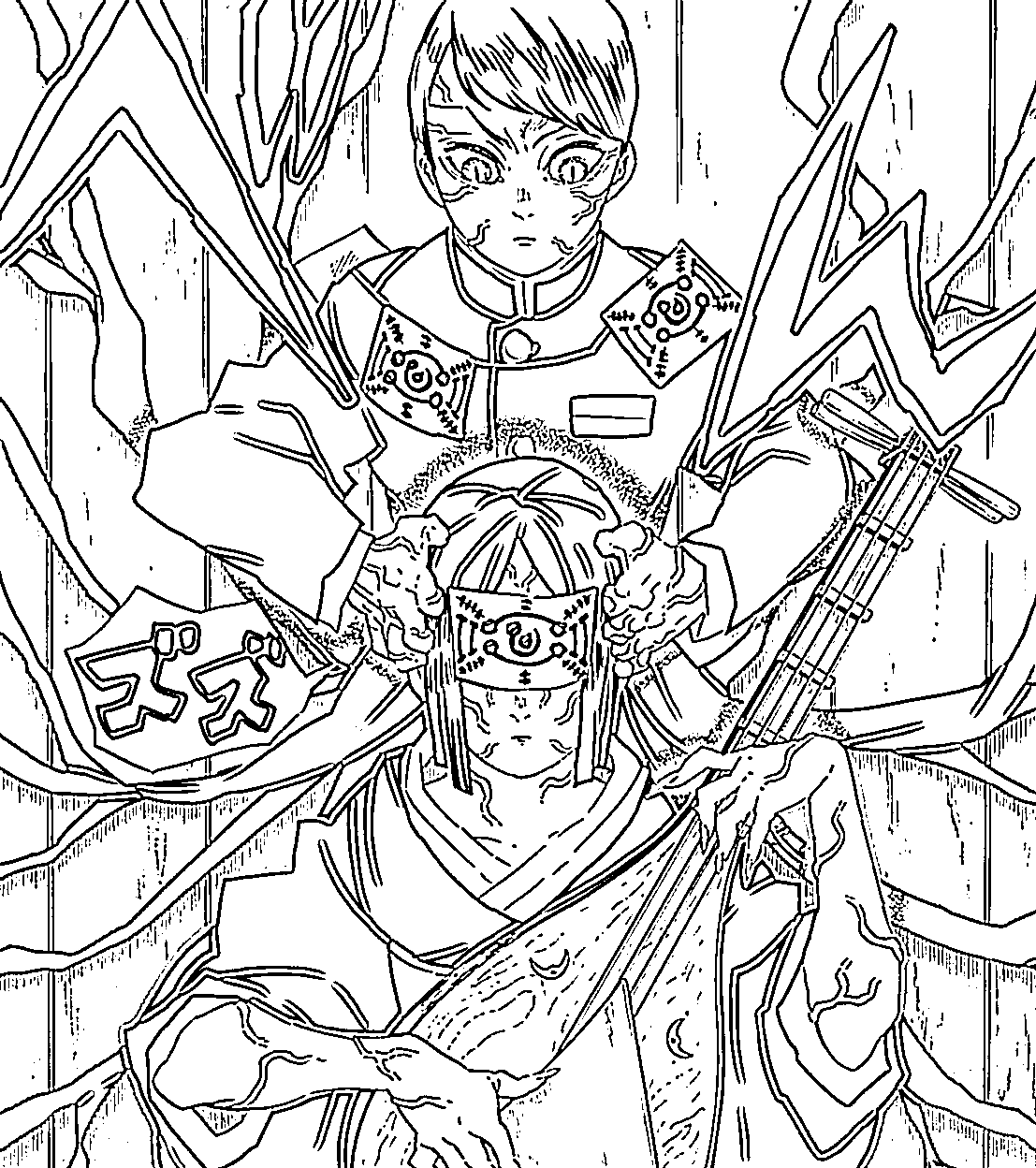 Coloriage Yushiro attaque