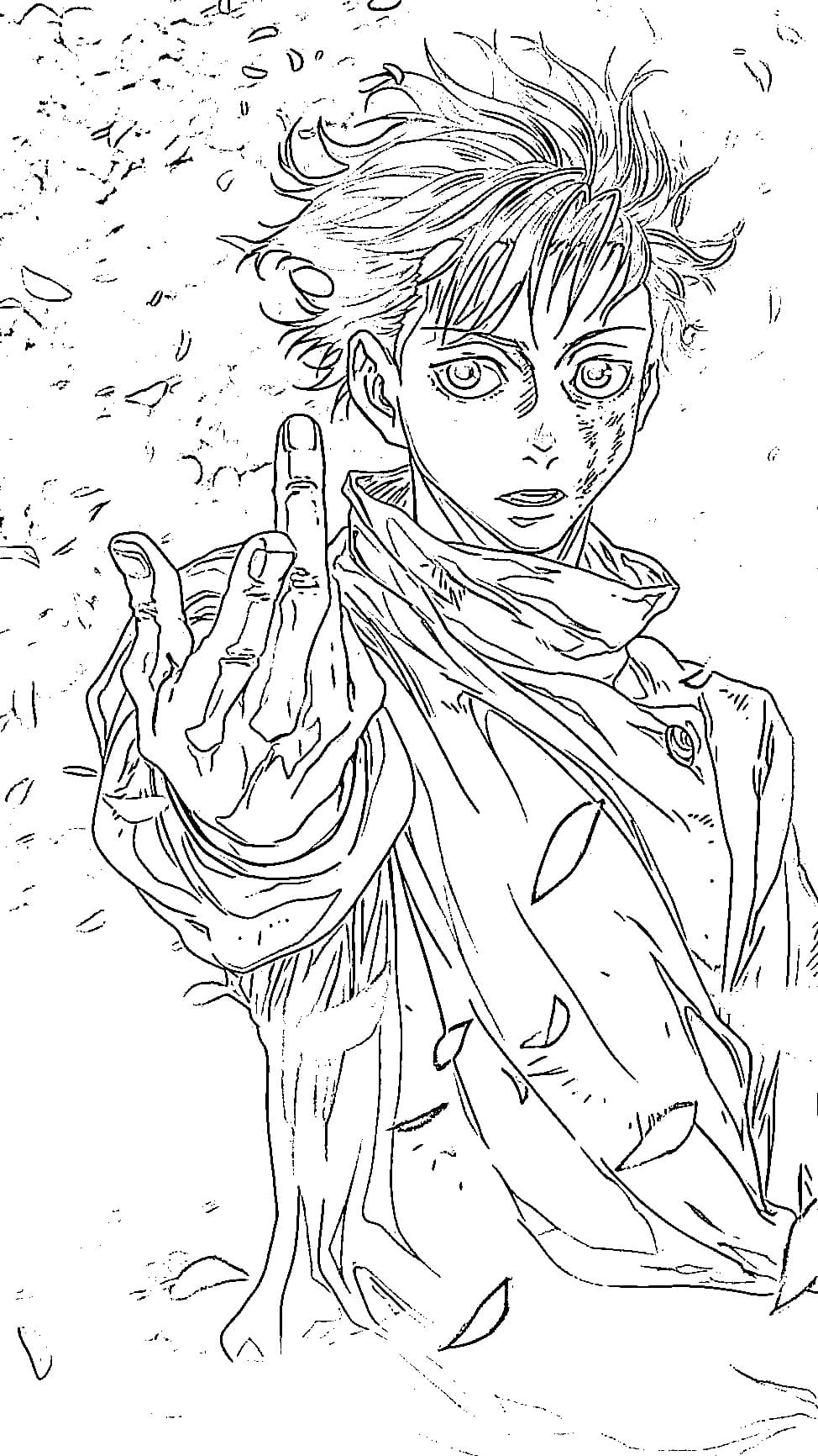 Coloriage Yuta Okkotsu attaque