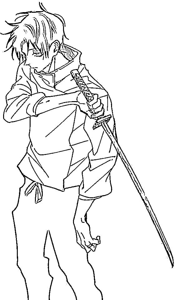 Coloriage Yuta Okkotsu avec une épée