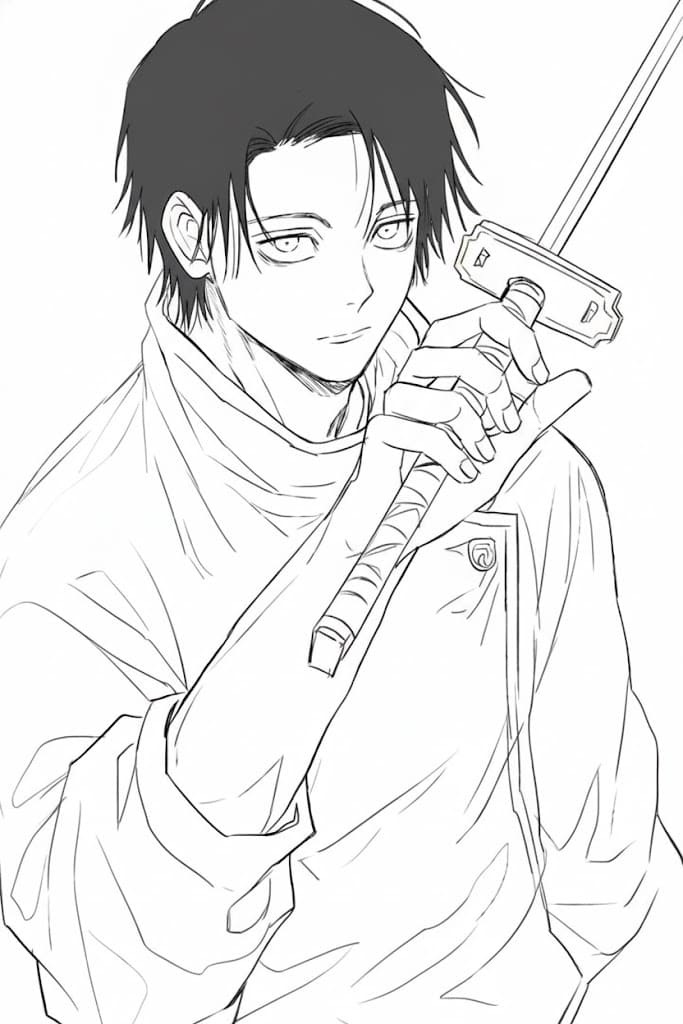 Coloriage Yuta Okkotsu et épée